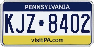 PA license plate KJZ8402