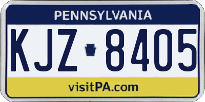 PA license plate KJZ8405
