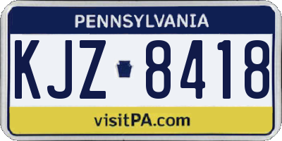 PA license plate KJZ8418