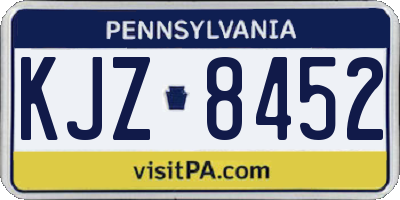 PA license plate KJZ8452