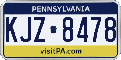 PA license plate KJZ8478