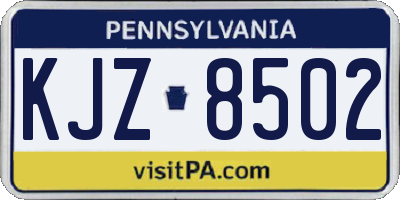 PA license plate KJZ8502