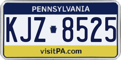 PA license plate KJZ8525
