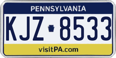 PA license plate KJZ8533