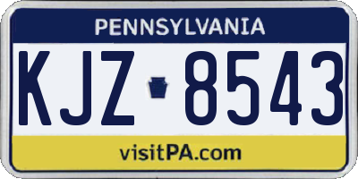 PA license plate KJZ8543