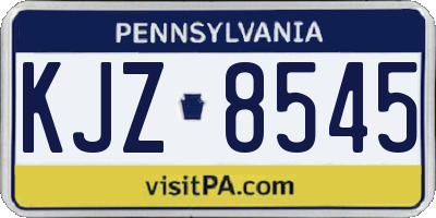 PA license plate KJZ8545