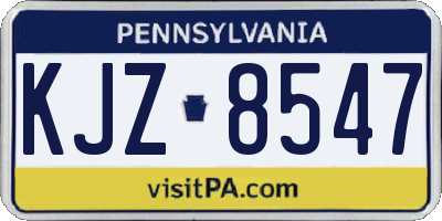 PA license plate KJZ8547
