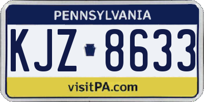 PA license plate KJZ8633