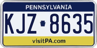 PA license plate KJZ8635