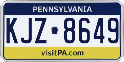 PA license plate KJZ8649