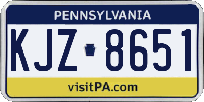 PA license plate KJZ8651