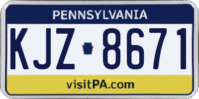 PA license plate KJZ8671