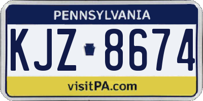 PA license plate KJZ8674