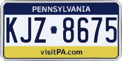 PA license plate KJZ8675