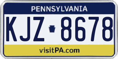 PA license plate KJZ8678