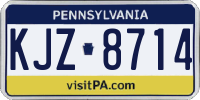 PA license plate KJZ8714