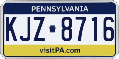 PA license plate KJZ8716