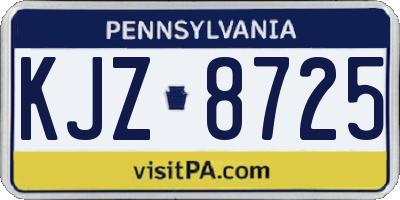 PA license plate KJZ8725