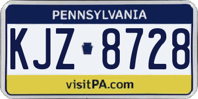 PA license plate KJZ8728