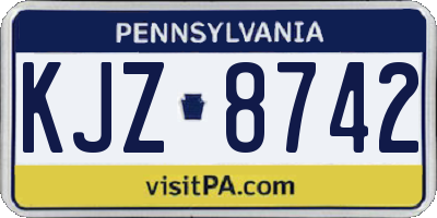 PA license plate KJZ8742
