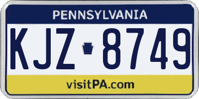 PA license plate KJZ8749