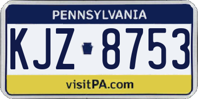 PA license plate KJZ8753