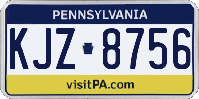 PA license plate KJZ8756