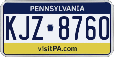 PA license plate KJZ8760