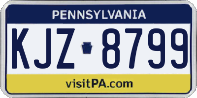 PA license plate KJZ8799