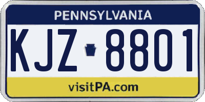 PA license plate KJZ8801