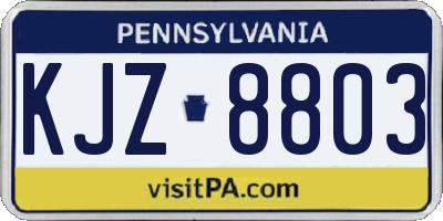 PA license plate KJZ8803