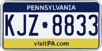 PA license plate KJZ8833