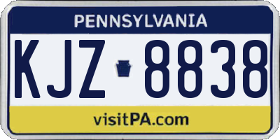 PA license plate KJZ8838