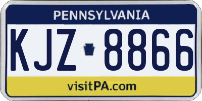PA license plate KJZ8866