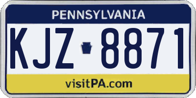 PA license plate KJZ8871