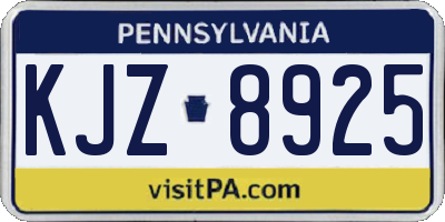 PA license plate KJZ8925