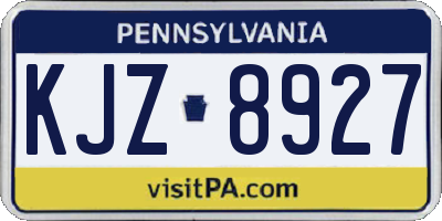 PA license plate KJZ8927