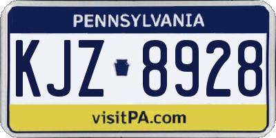 PA license plate KJZ8928