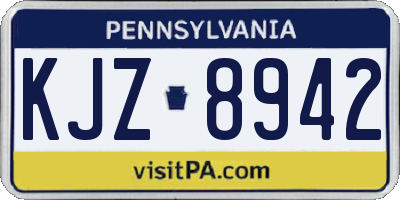 PA license plate KJZ8942