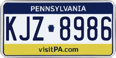 PA license plate KJZ8986