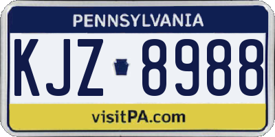 PA license plate KJZ8988