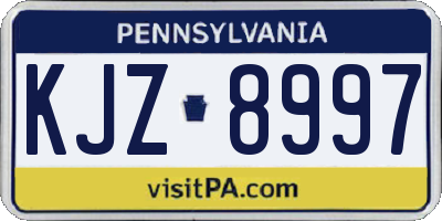 PA license plate KJZ8997
