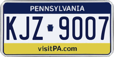 PA license plate KJZ9007