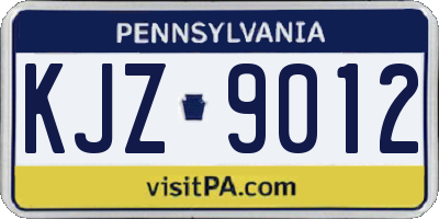 PA license plate KJZ9012