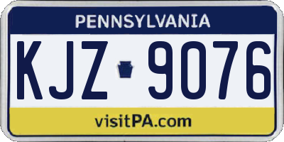 PA license plate KJZ9076