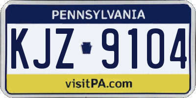 PA license plate KJZ9104
