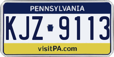 PA license plate KJZ9113