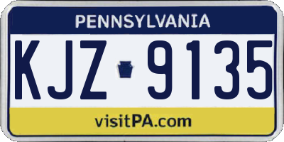 PA license plate KJZ9135