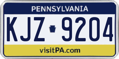 PA license plate KJZ9204