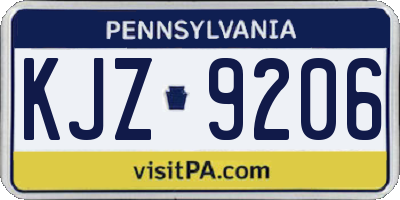 PA license plate KJZ9206